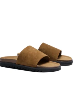 Minimal Contemporary Men's Suede Cross Strap Rice Sole Sandals