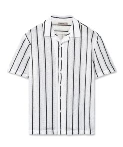 Men's Cuban Mesh Striped Shirt Relaxed Form